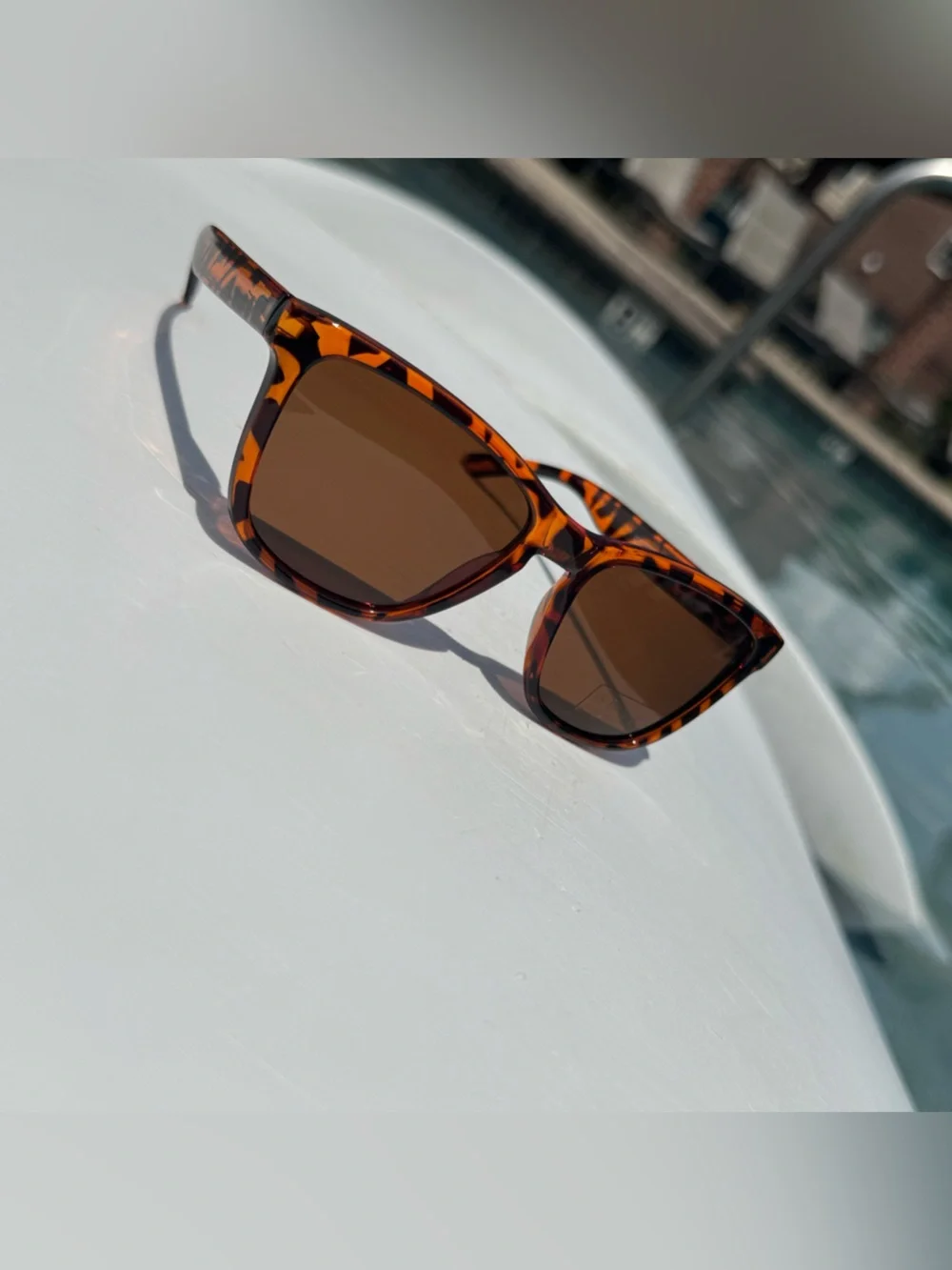 Tortoiseshell Rectangular Women's Sunglasses - Brown Lenses